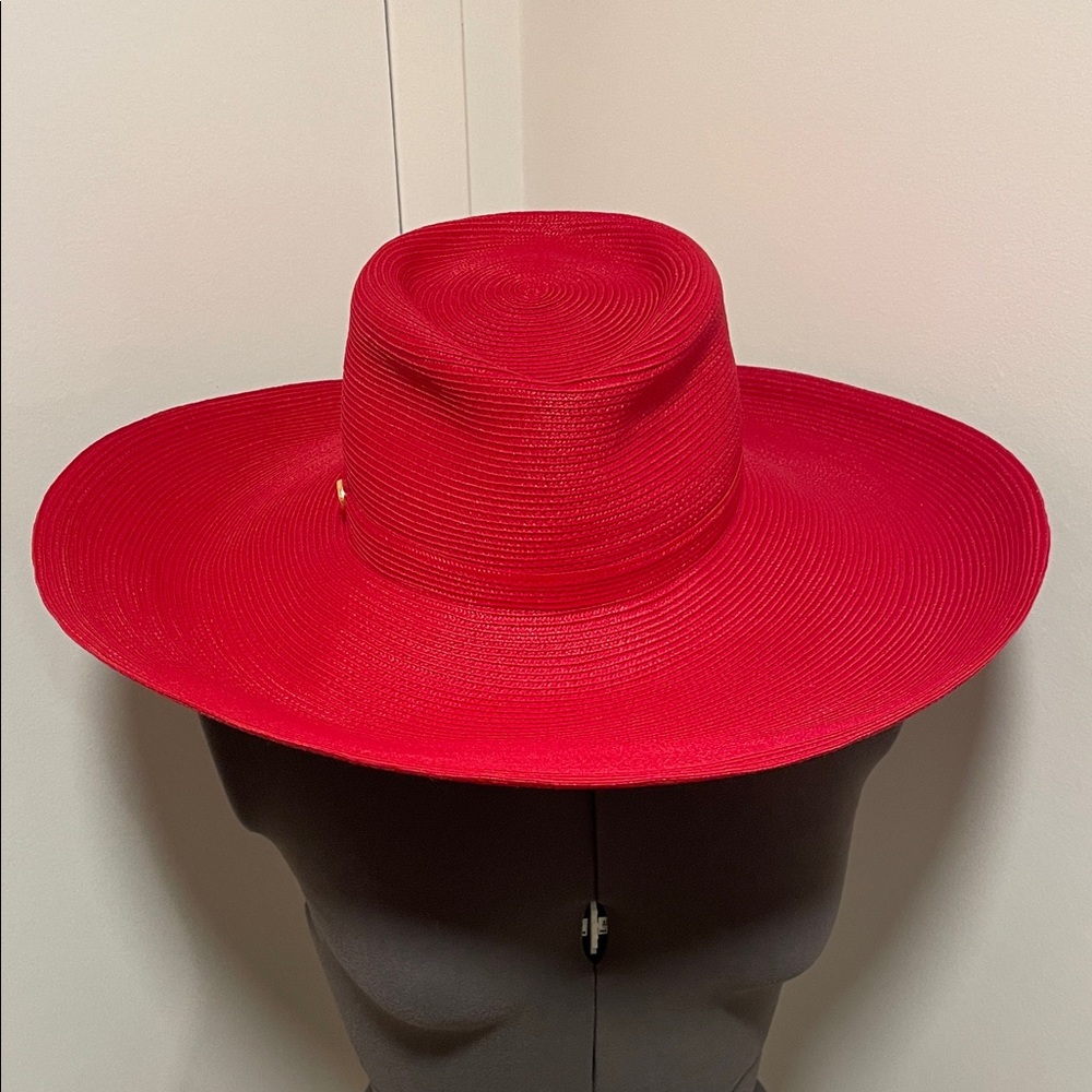 Eric Javits Vibrant Red Wide-Brim Hat
